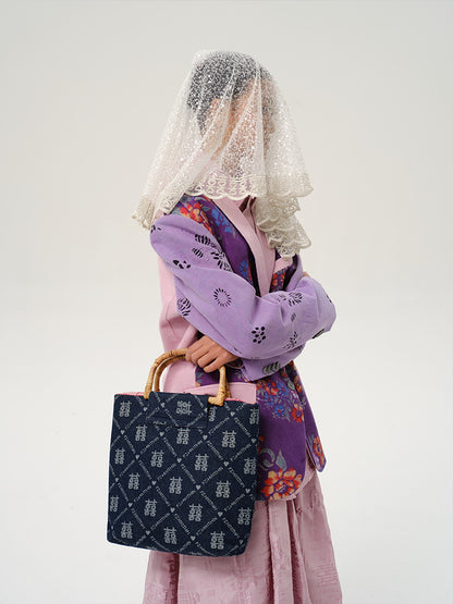 Xi Fang Big Bamboo Bag, dark denim, carried
