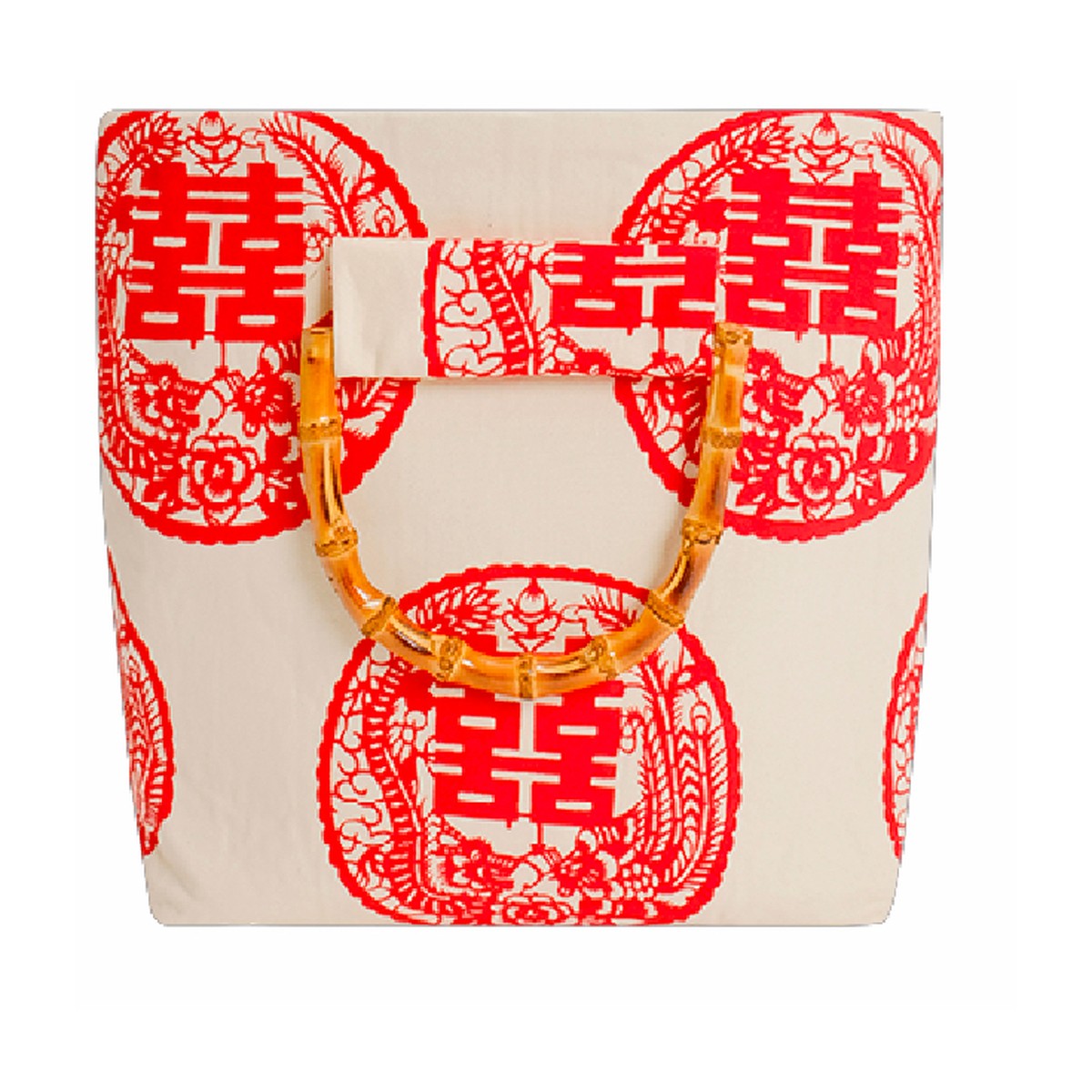 Xi Fang Big Bamboo Bag, 红窗花 red window flower