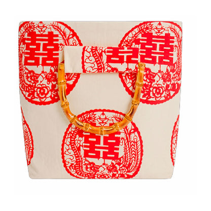 Xi Fang Big Bamboo Bag, 红窗花 red window flower